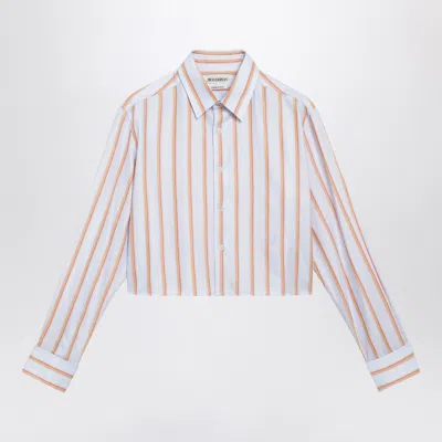 Jw Anderson Cropped Striped Top Long Sleeves Shirt Collar In Multi