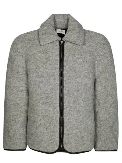 Jw Anderson Cropped Boxy Jacket With Classic Collar In Gray