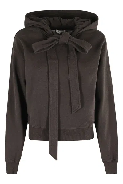 JW ANDERSON CROPPED BROWN MELANGE HOODIE