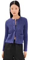 Jw Anderson Mens Light Indigo Round-neck Cropped Cotton-blend Cardigan In Light Indigo