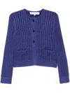 Jw Anderson Mens Light Indigo Round-neck Cropped Cotton-blend Cardigan In Purple