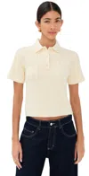 Jw Anderson Cropped Cable Knit Polo Ecru In Neutral