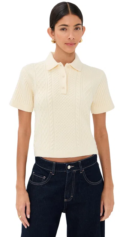 Jw Anderson Cropped Cable Knit Polo Ecru In Neutral