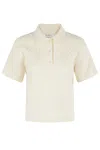 Jw Anderson Cropped Cable Knit Polo In White