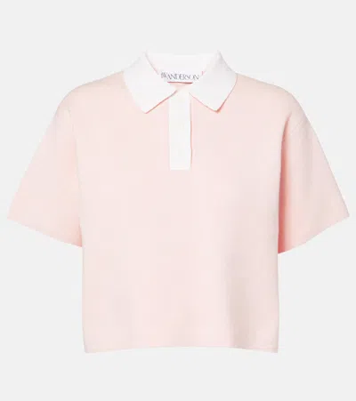 JW ANDERSON CROPPED COTTON AND CASHMERE POLO SHIRT