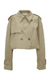 Jw Anderson Oversized Cropped Cotton-gabardine Trench Coat In Brown