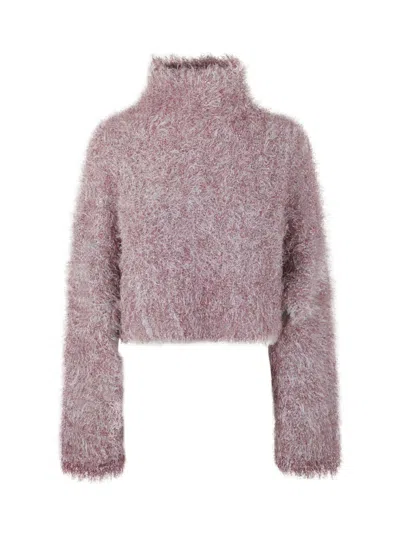 Jw Anderson Cropped Cutout Jumper In Pink & Purple