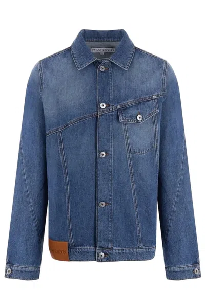 Jw Anderson Cropped Denim Jacket With Button-down Front In Blue