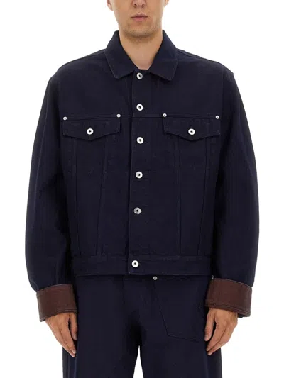 JW ANDERSON CROPPED DENIM JACKET WITH CONTRASTING CUFFS