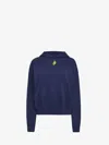 Jw Anderson Cropped Hoodie With Anchor Embroidery In Blue