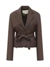 Jw Anderson Mens Dark Brown Cropped Notch-lapels Woven Jacket In Brown