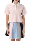 Jw Anderson Cropped Knitted Polo Top In Blush