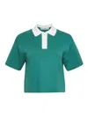 Jw Anderson Cropped Knitted Polo Top In Green