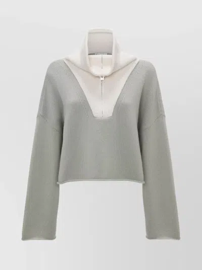 Jw Anderson Cropped Knitwear Jumper Long Sleeves In Gray