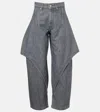 Jw Anderson Mens Light Grey Cropped Sculptural Denim Jeans In Gray