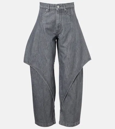 Jw Anderson Cropped Mid-rise Wide-leg Jeans In Gray