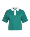 Jw Anderson Cropped Knitted Polo Top In Green