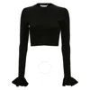 Jw Anderson Cropped Ruffled Sleeve Jumper In Black