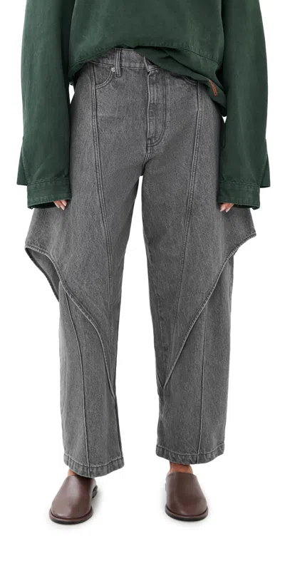 Jw Anderson Cropped Sculptural Jeans Light Grey In Gray