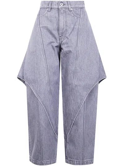 Jw Anderson Cropped Sculptural Jeans In Pink