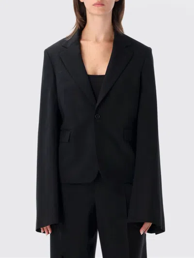 Jw Anderson Cropped Single-breasted One-button Wool Blazer In Black
