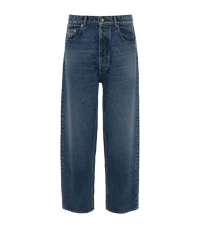 Jw Anderson Cropped Straight-leg Denim Trousers In Blue