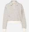 Jw Anderson Cropped Striped Cotton Polo Sweater In Neutral
