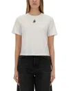 Jw Anderson Mens White Anchor-embroidery Crop Cotton-jersey T-shirt