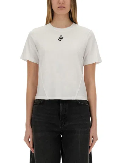 Jw Anderson Cropped T-shirt With "anchor Jwa" Logo