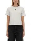 Jw Anderson Mens White Anchor-embroidery Crop Cotton-jersey T-shirt In White