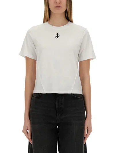 JW ANDERSON JW ANDERSON CROPPED T-SHIRT WITH "ANCHOR JWA" LOGO