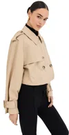 Jw Anderson Oversized Cropped Cotton-gabardine Trench Coat In Light Beige