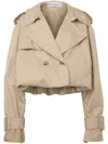 Jw Anderson Oversized Cropped Cotton-gabardine Trench Coat In Beige