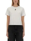 Jw Anderson Mens White Anchor-embroidery Crop Cotton-jersey T-shirt In White