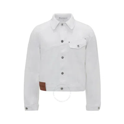 Jw Anderson Cropped Twisted Denim Jacket In White