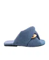 Jw Anderson Twist Chain Denim Slide Sandals In Blue