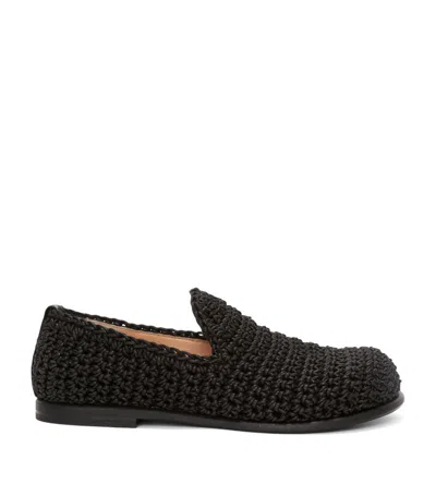 Jw Anderson Crotchet Moccasin Loafers In Black