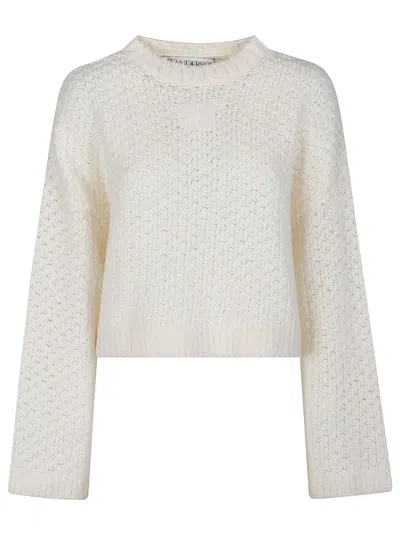 Jw Anderson Crpped Open Stitch Jumper Sweater In Beige