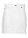 Jw Anderson Crystal-embellished Denim Miniskirt In White