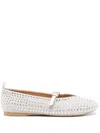 Jw Anderson White Suede Mary Jane Ballerina Flats In Grey