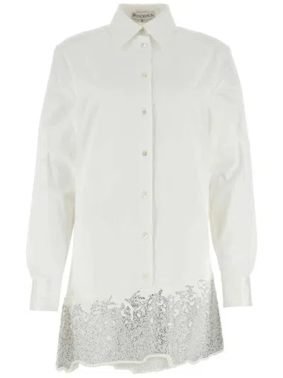 Jw Anderson Crystal-embellished Cotton Shirtdress