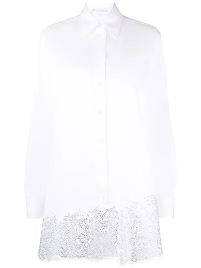 Jw Anderson Rhinestone Shirt Dress Dresses White