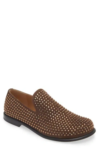 Jw Anderson Crystal Embellished Loafer In 502 Chocolate Strass Ot