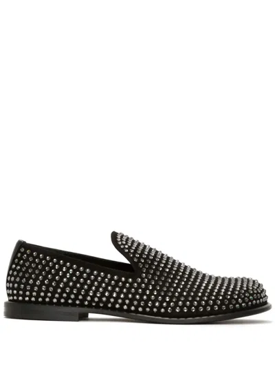 Jw Anderson Crystal-embellished Suede Loafers In Black