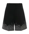 Jw Anderson Crystal-embellished Wool Blend Shorts With Button Detailing In Black