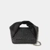 Jw Anderson J. W.anderson Leather Midi Twister Handbag Embellished With Rhinestones In Black