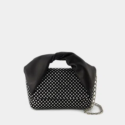JW ANDERSON CRYSTAL MIDI TWISTER HOBO BAG - J.W. ANDERSON -  BLACK - LEATHER