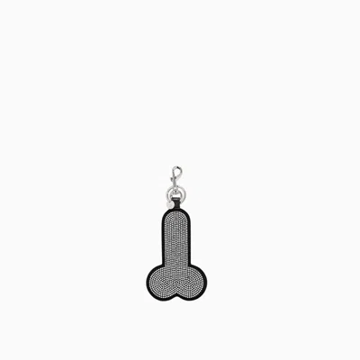 Jw Anderson Crystal Penis Keychain In Black