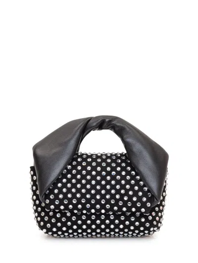 Jw Anderson Crystal Twister Nano Bag In Black