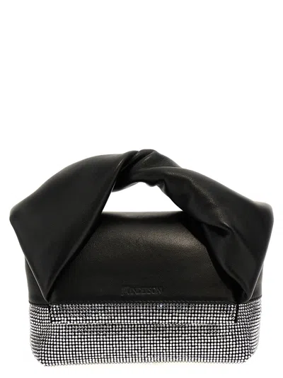 Jw Anderson Crystal Twister Small Handbag In Black